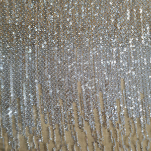 Beige and Gold Cut Dana Embroidery Net Fabric 17842