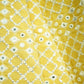 Yellow Mirror Work Russian Silk Fabric 1001 DR-17869