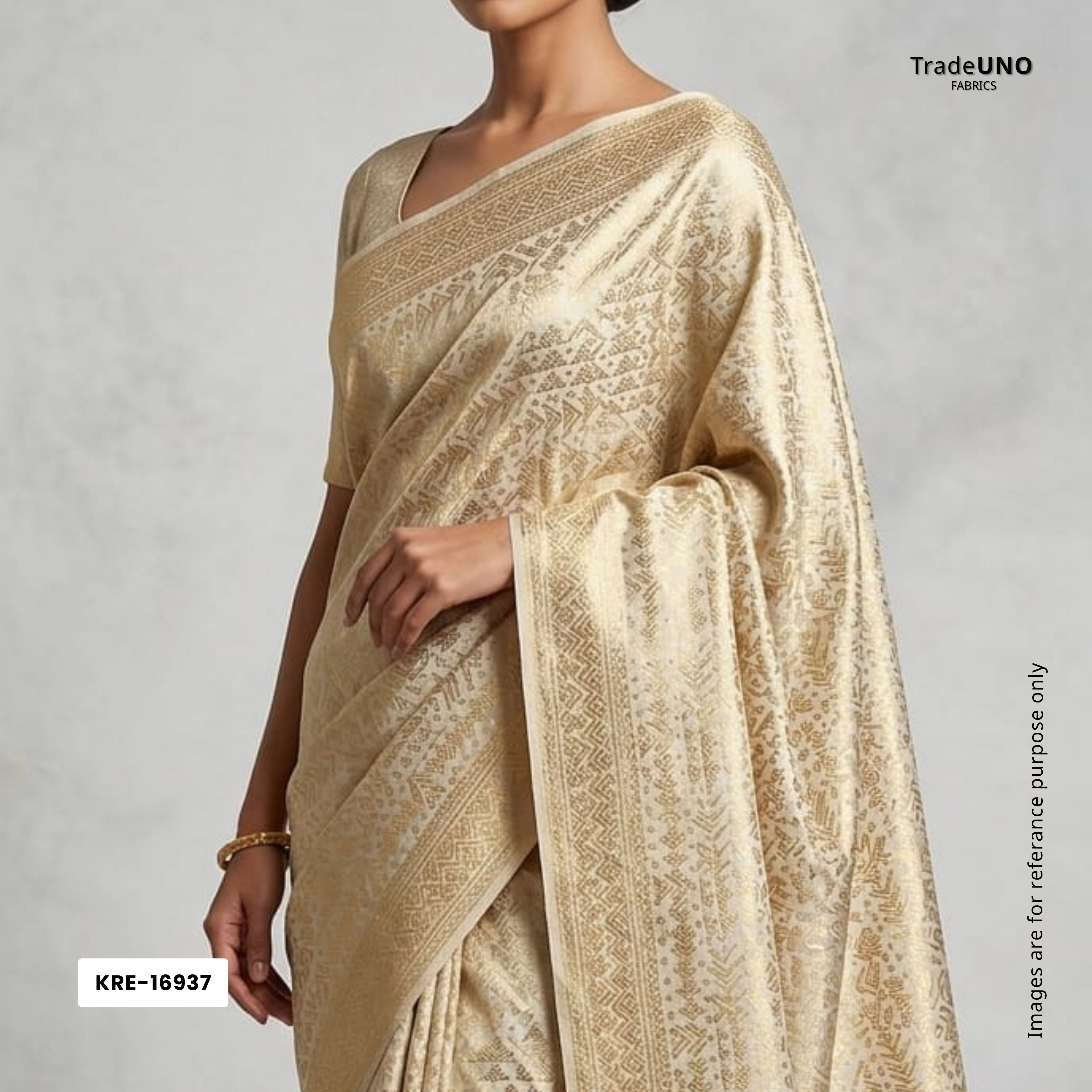 Gold Traditional Abstract Jacquard Munga Silk KRE-16937 - TradeUNO