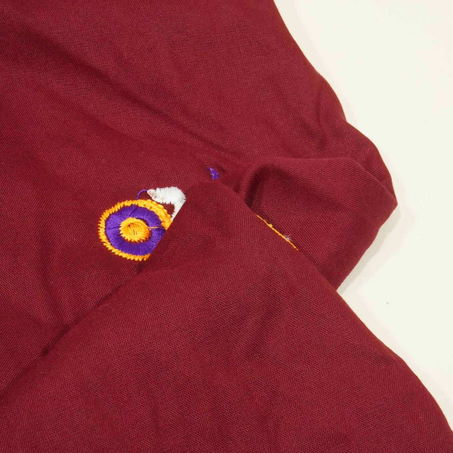 Maroon Gamthi Mirror Embroidery Mulmul Fabric 285 RC-17940