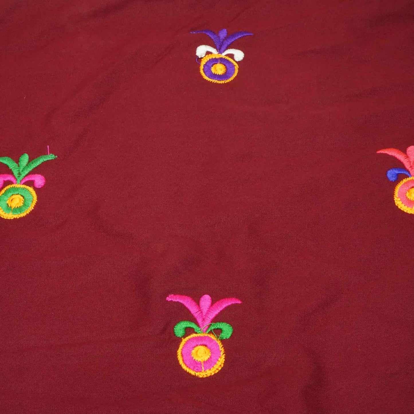 Maroon Gamthi Mirror Embroidery Mulmul Fabric 285 RC-17940