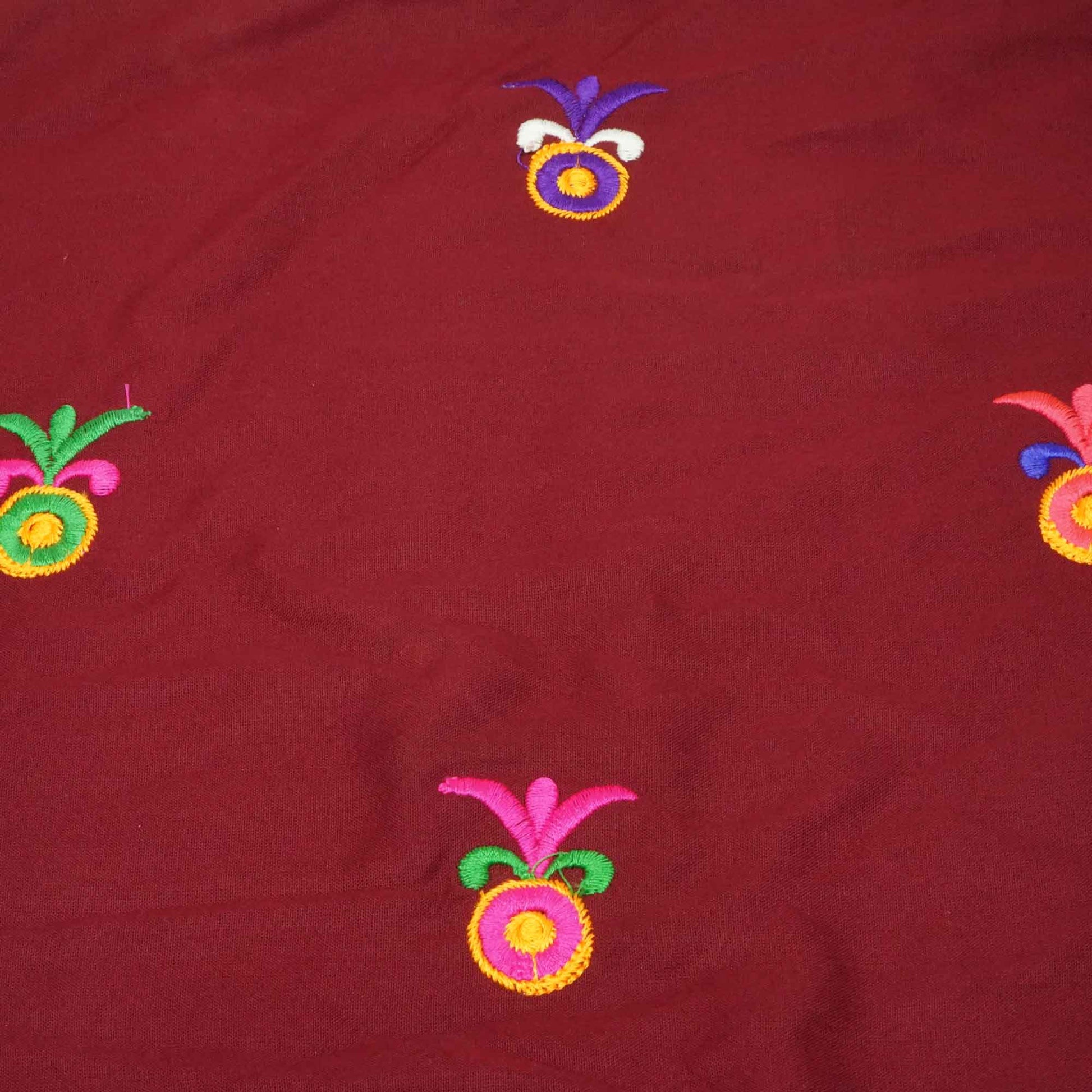 Maroon Gamthi Mirror Embroidery Mulmul Fabric 285 RC-17940