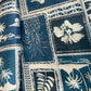 White Blue Check Box Print Satin Georgette