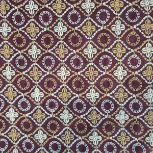 Maroon Thread Embroidery Cotton Fabric 18001