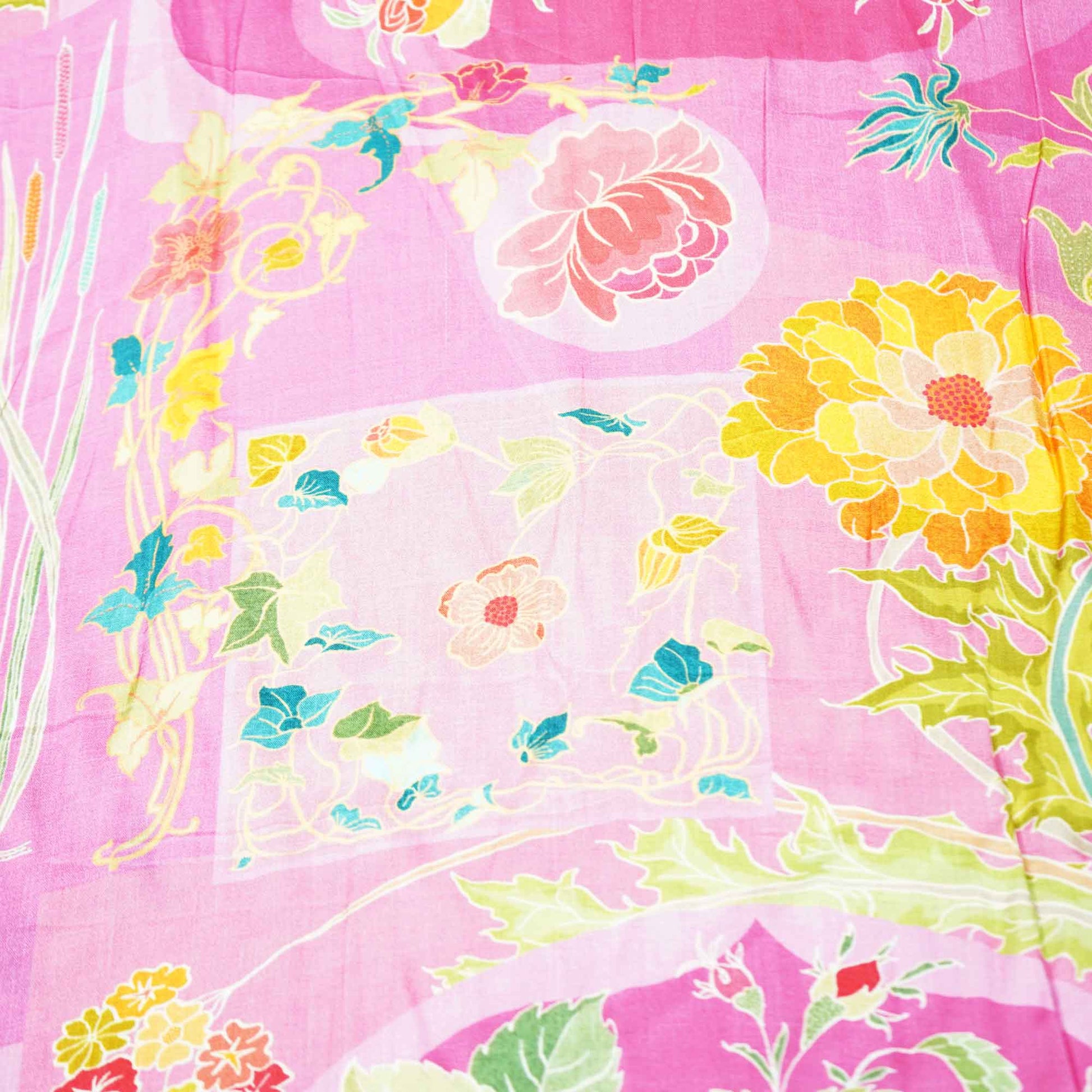 Pink Floral Print Bemberg Gaji Silk Fabric 02030 GT-18022