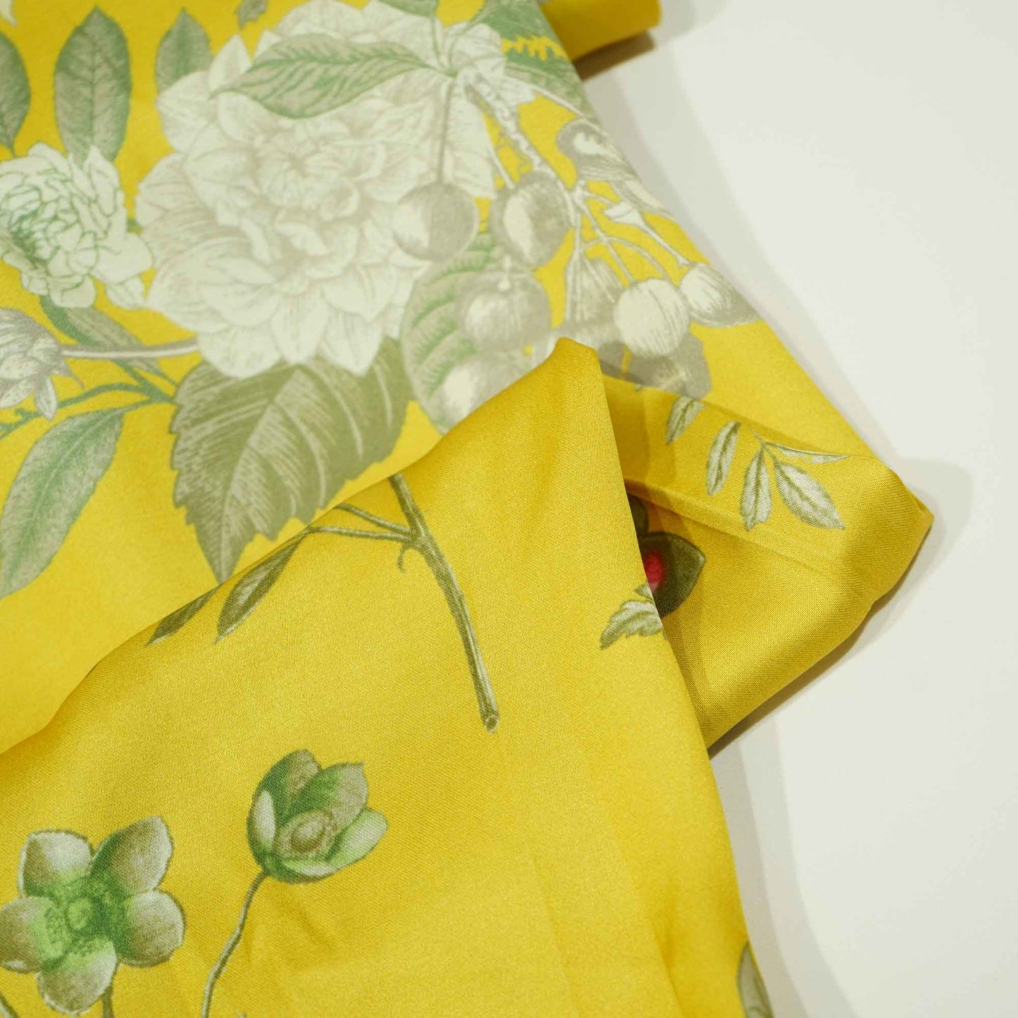 Mustard Floral Print Bemberg Gaji Silk Fabric 02030 GT-18025