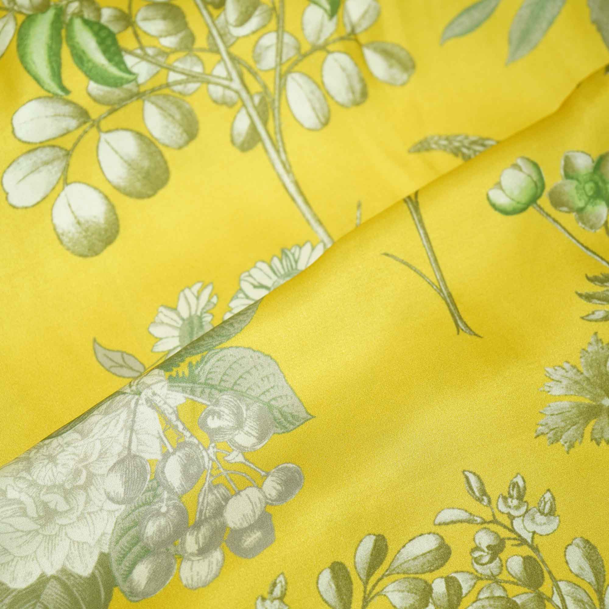 Mustard Floral Print Bemberg Gaji Silk Fabric 02030 GT-18025