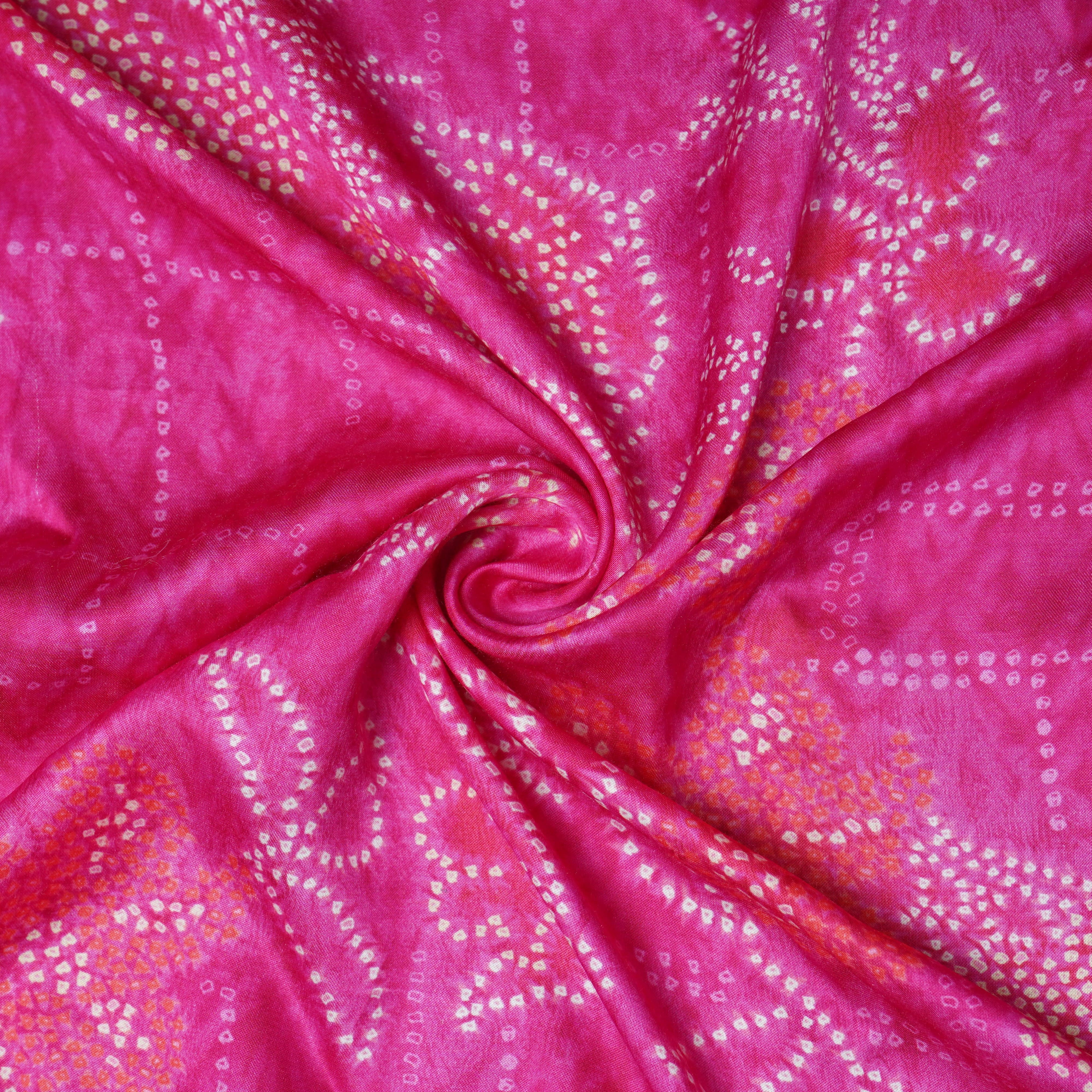 Buy Pink Bandhani Print Bemberg Gaji Silk Fabric 18031 Online at TradeUNO TradeUNO Fabrics