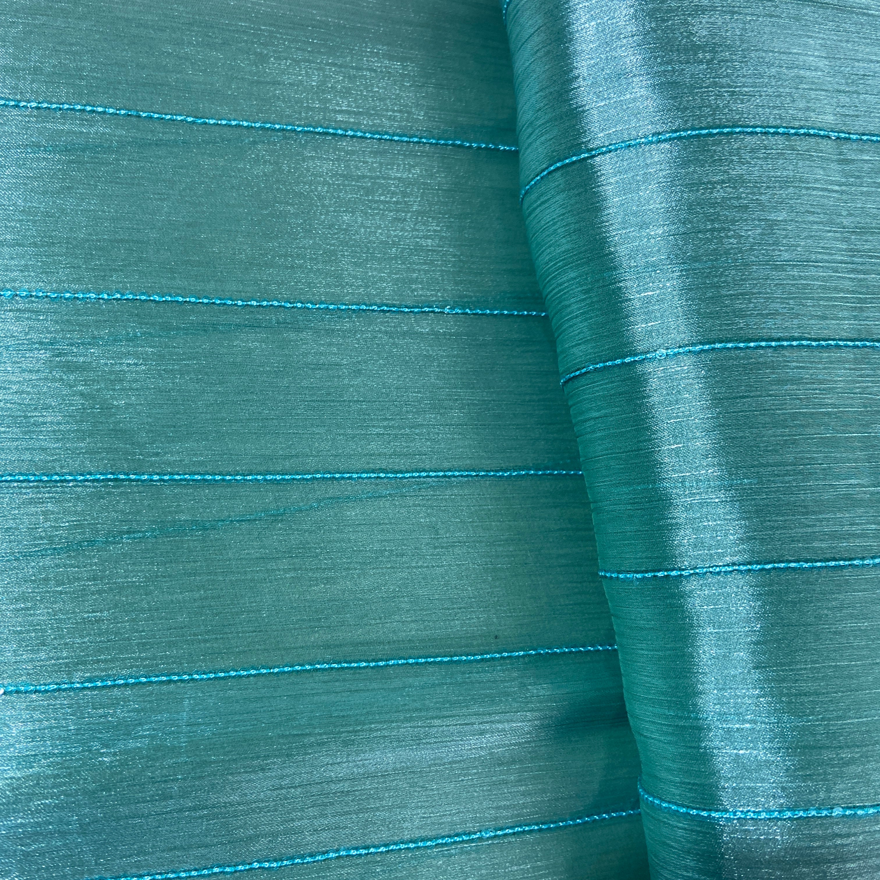 Sea Green Embroidery Chiffon Organza Fabric