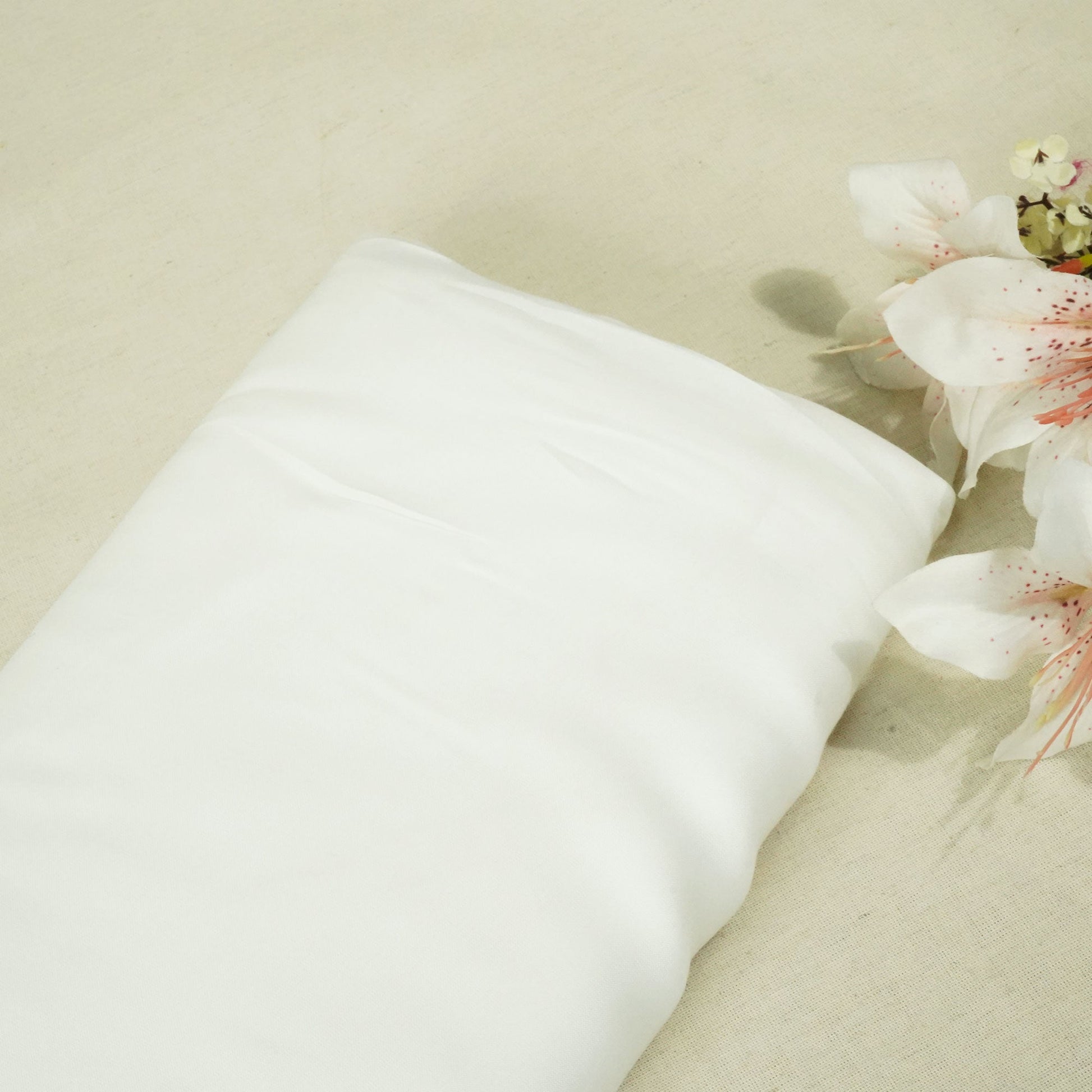 White Solid Dyeble Modal Satin Fabric 988 MN-18049