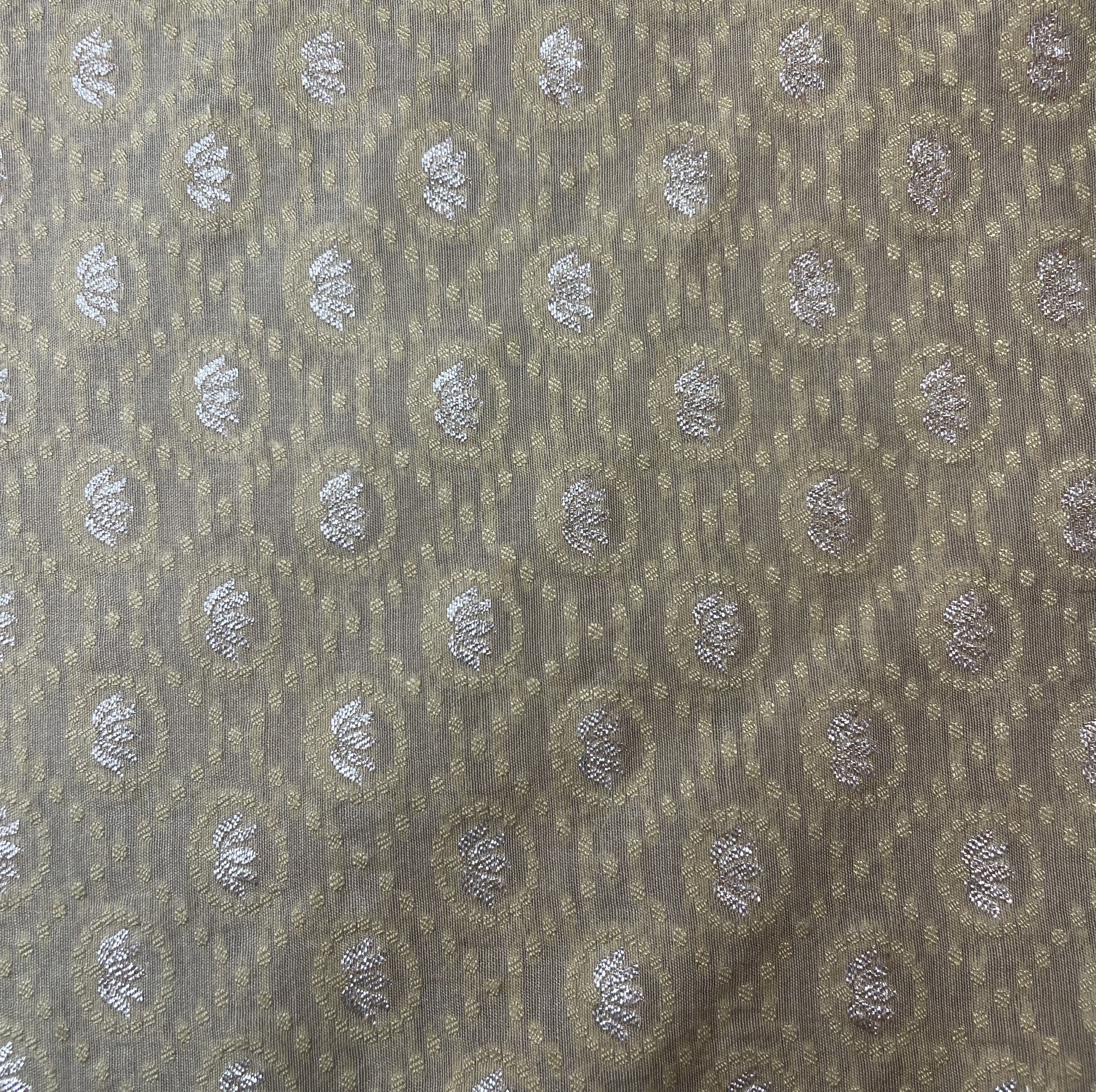 Beige Traditional Buti Dyeable Chanderi Fabric 18064