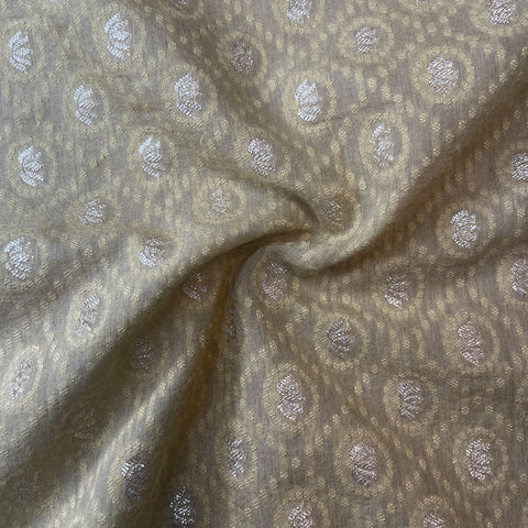 Beige Traditional Buti Dyeable Chanderi Fabric 18064