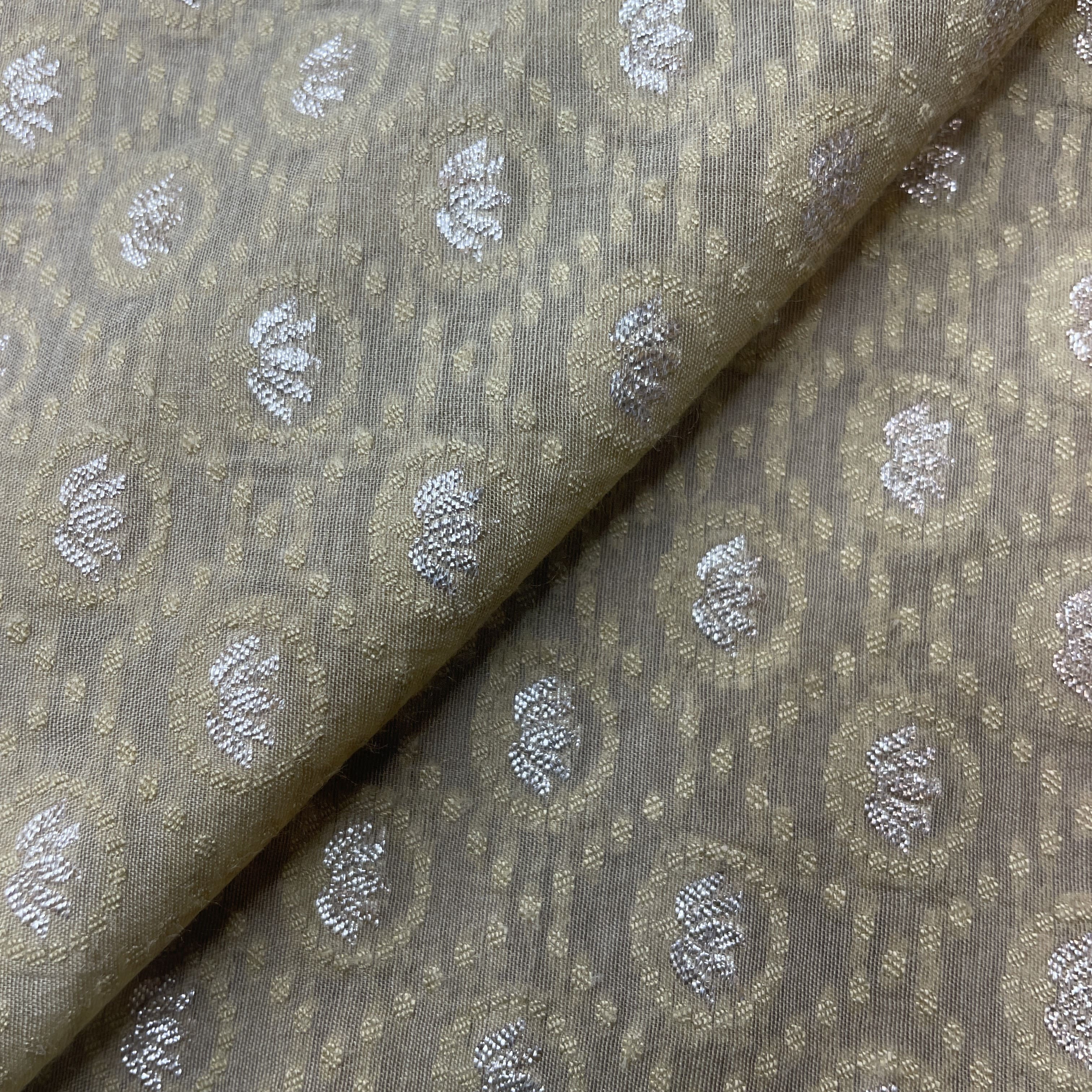 Beige Traditional Buti Dyeable Chanderi Fabric 18064