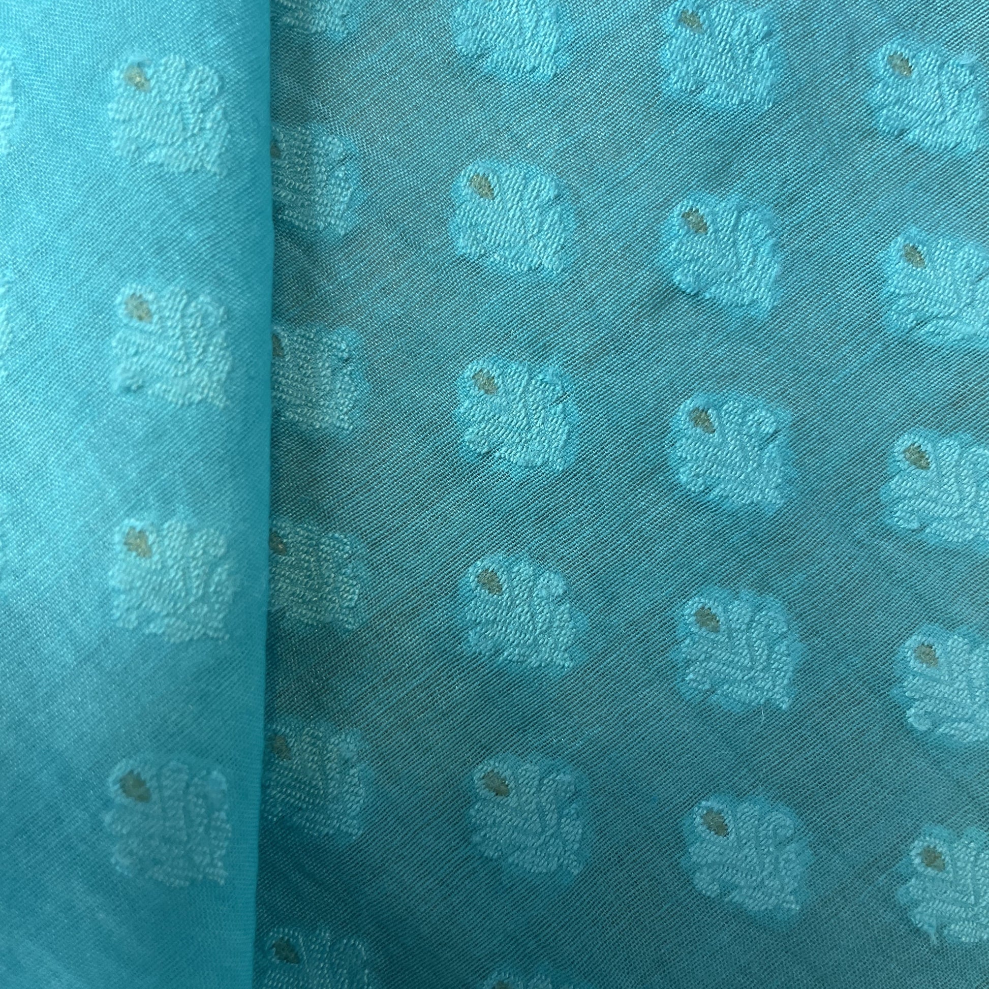 Ocean Blue Zari Traditional Jacquard Cotton Silk Patola Dyeable 18066