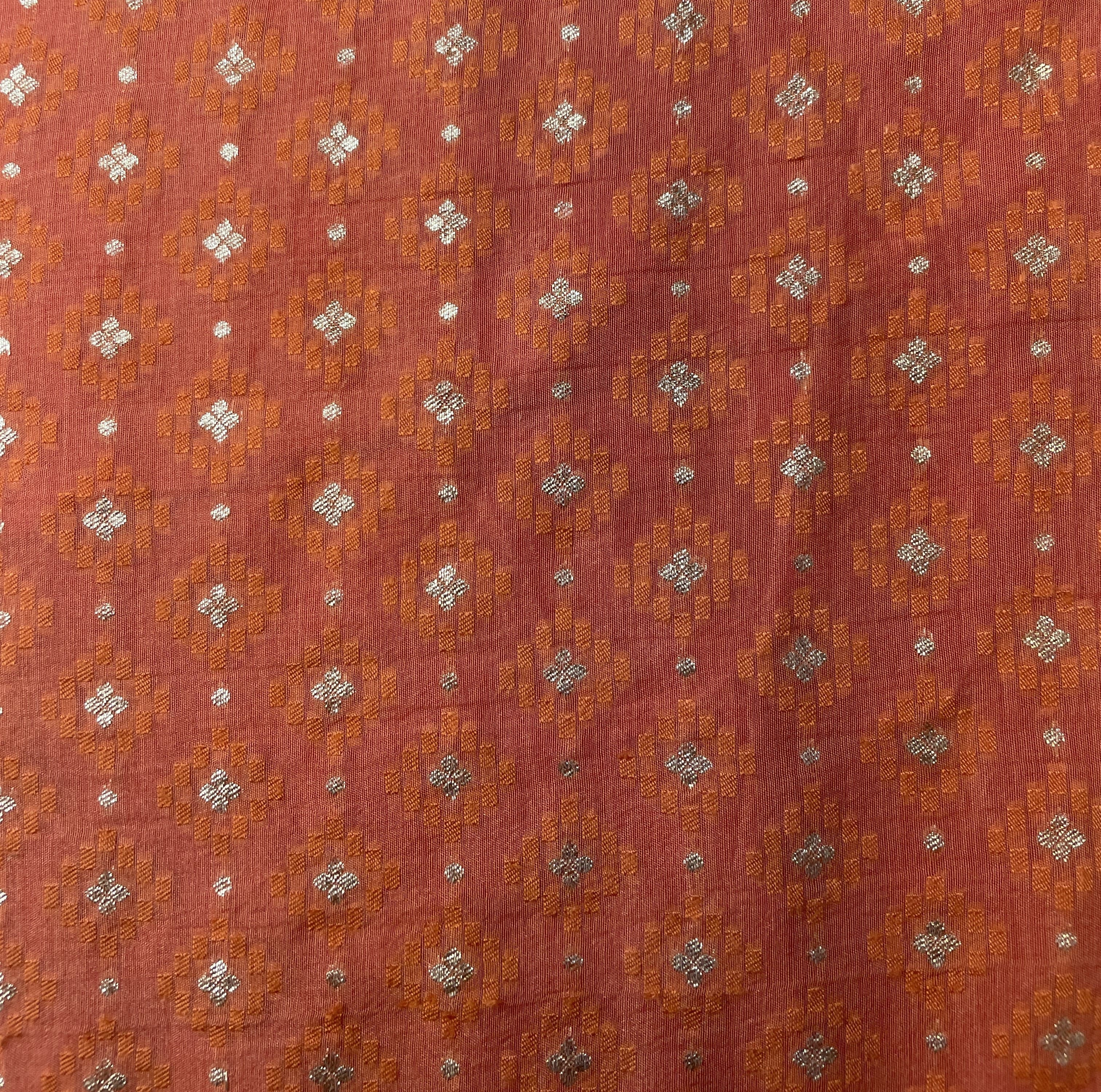 Carrot Red Traditional Jacquard Cotton Silk Patola Dyeable 18071