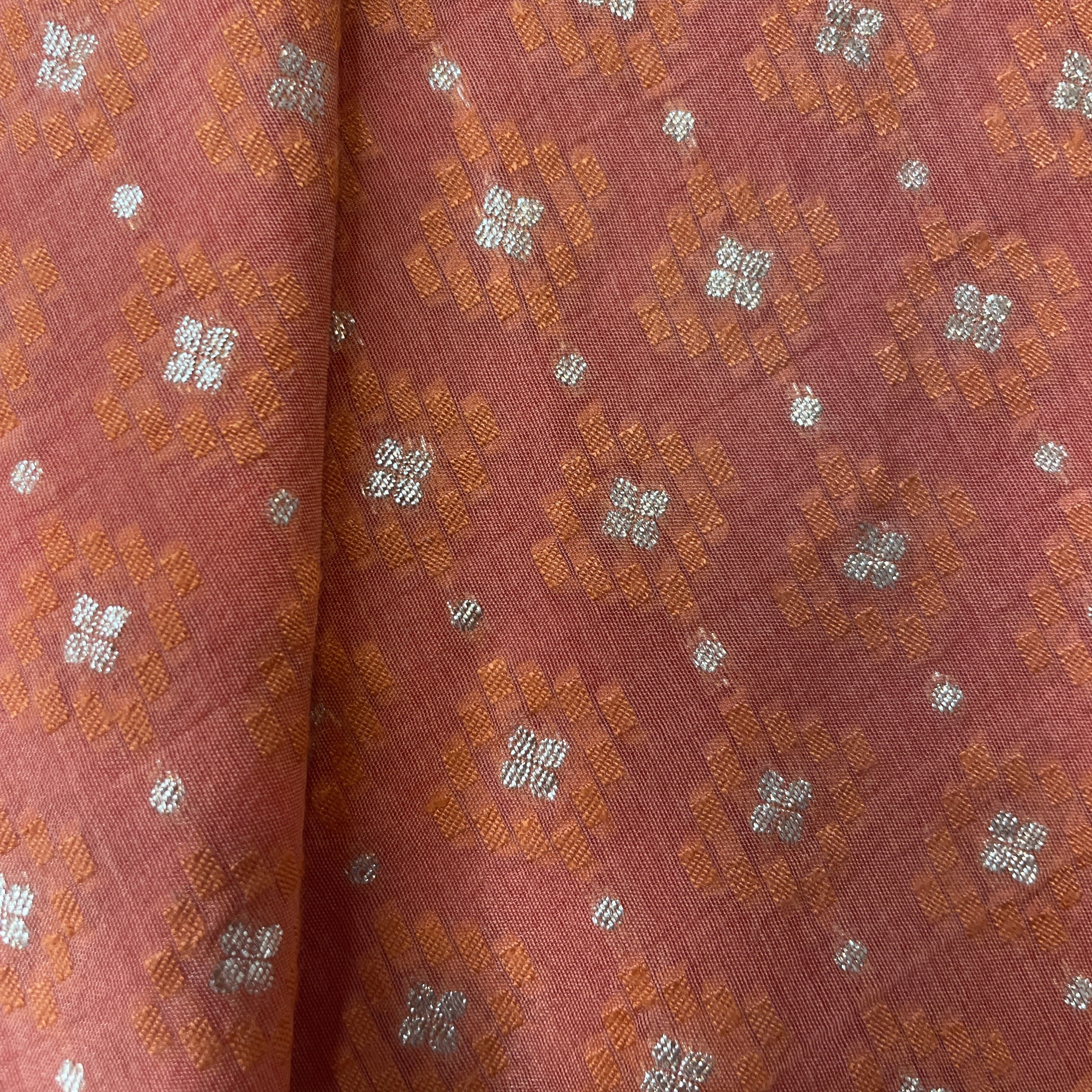 Carrot Red Traditional Jacquard Cotton Silk Patola Dyeable 18071