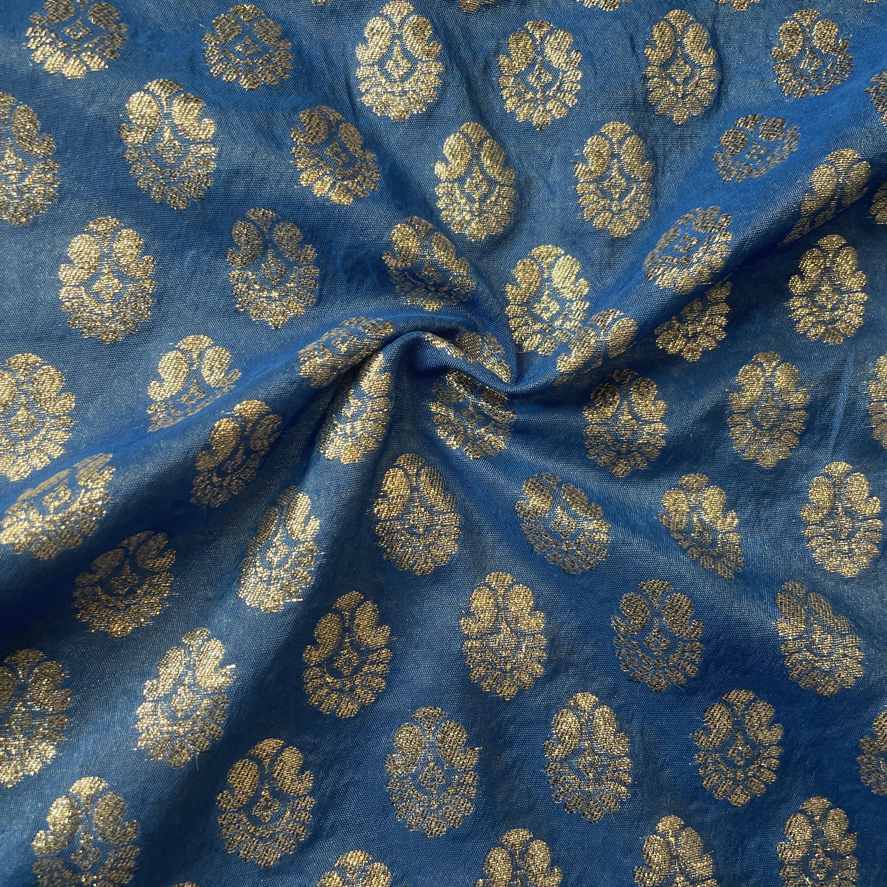 Blue zari paisley chanderi fabric Chanderi Zari Jacquard 18072