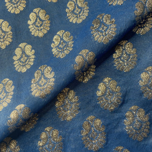 Blue zari paisley chanderi fabric Chanderi Zari Jacquard 18072