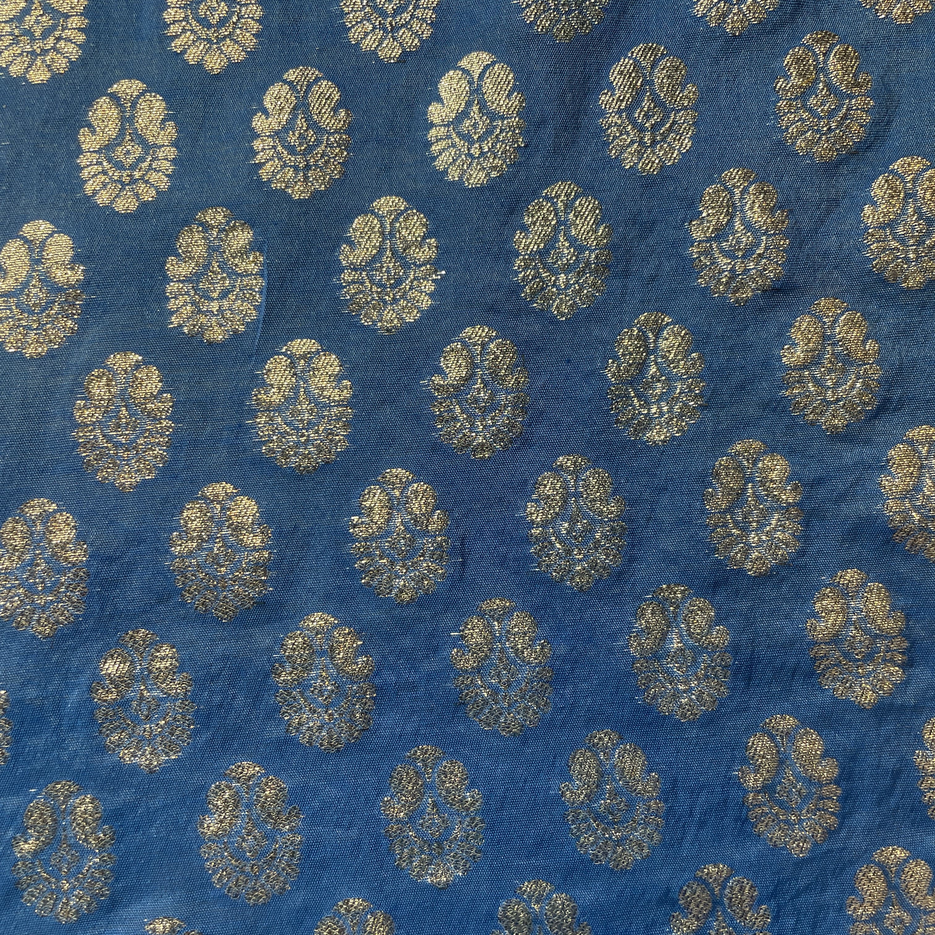 Blue zari paisley chanderi fabric Chanderi Zari Jacquard 18072
