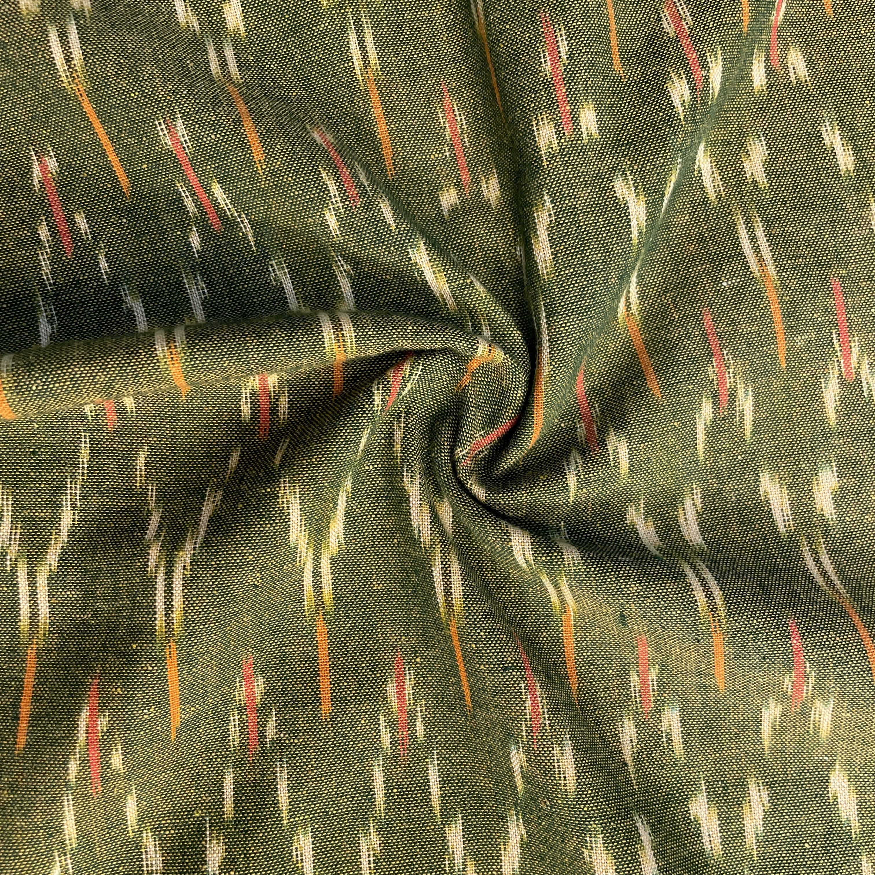 Green Ikkat Print Cotton Fabric 18114