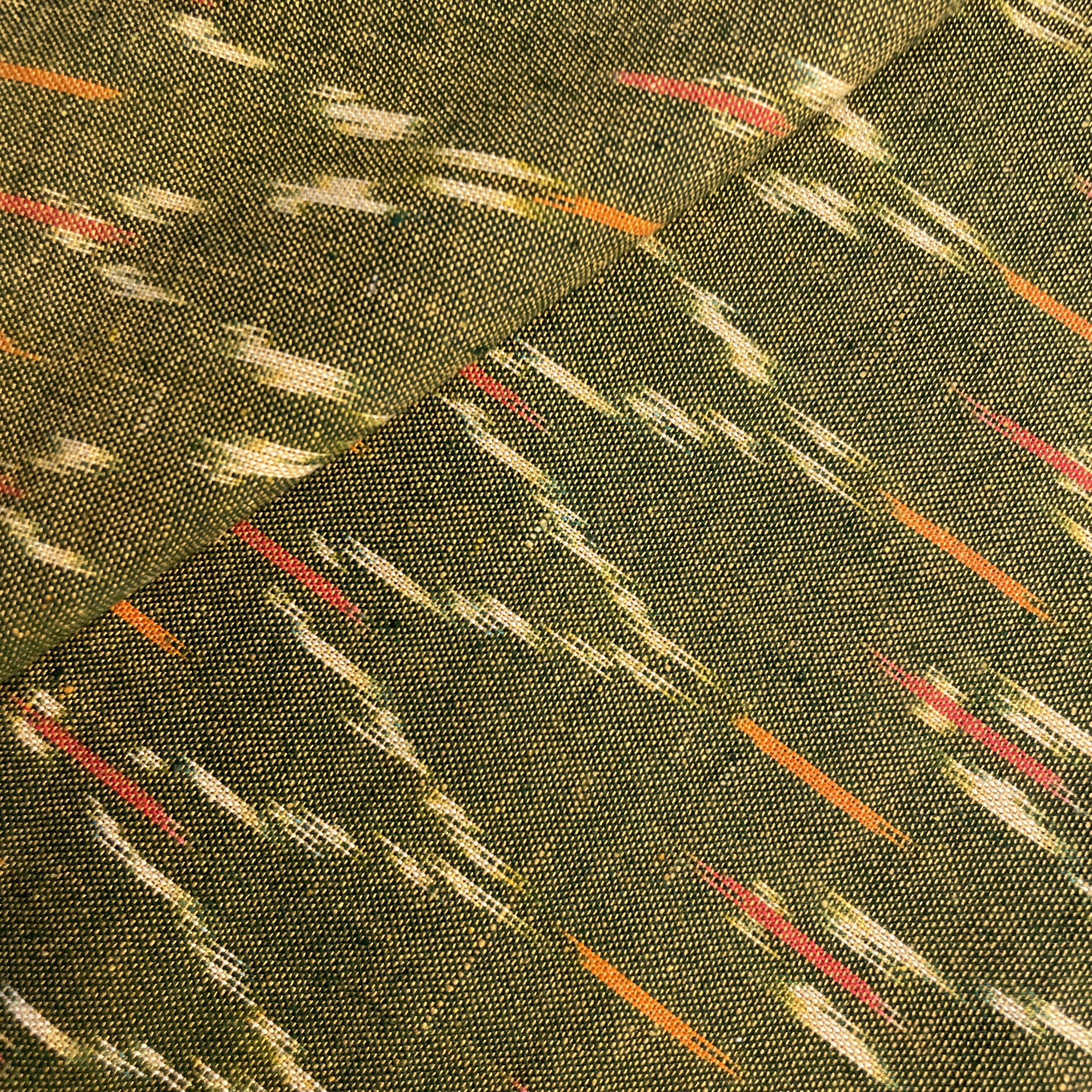 Green Ikkat Print Cotton Fabric 18114