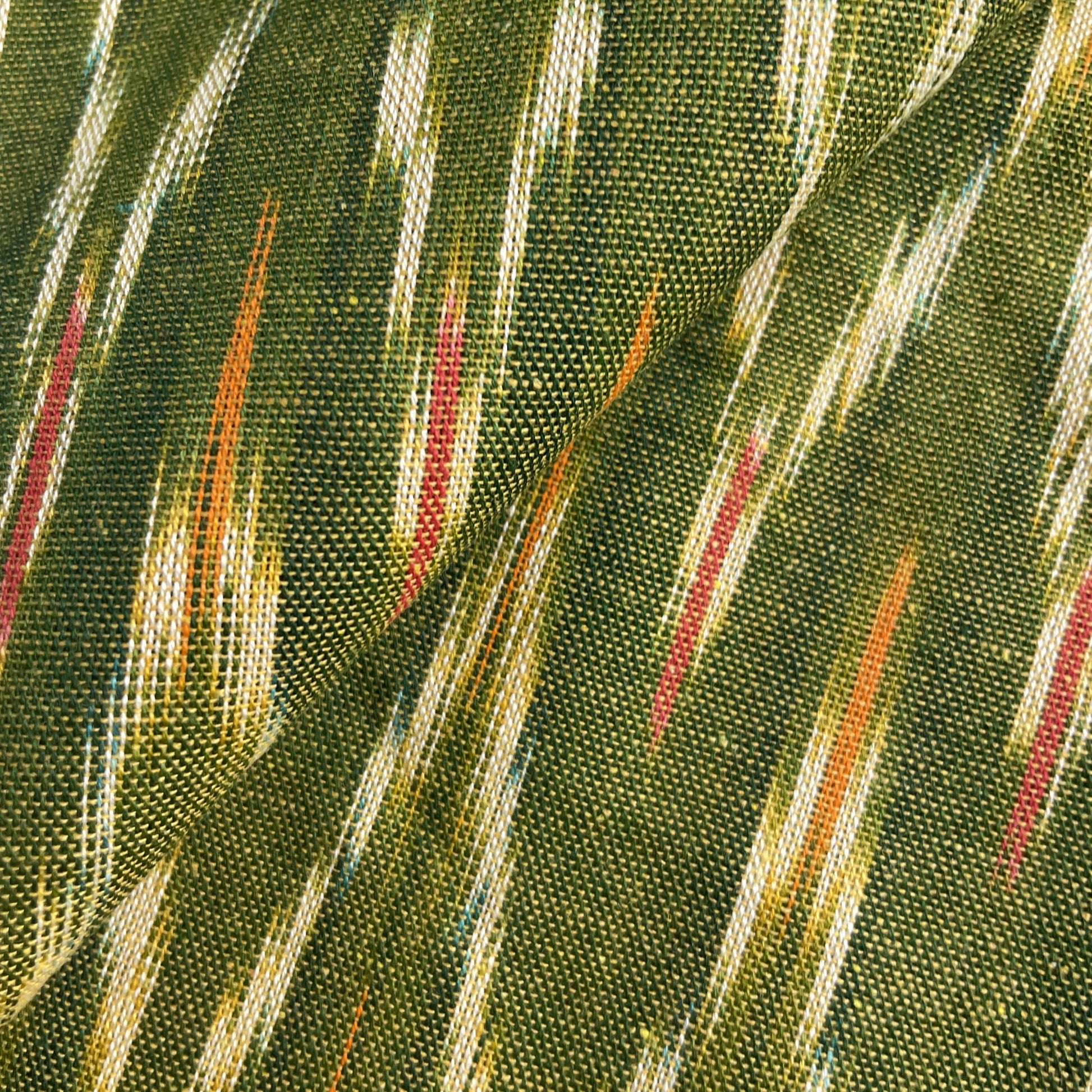 Green Ikkat Print Cotton Fabric 18115