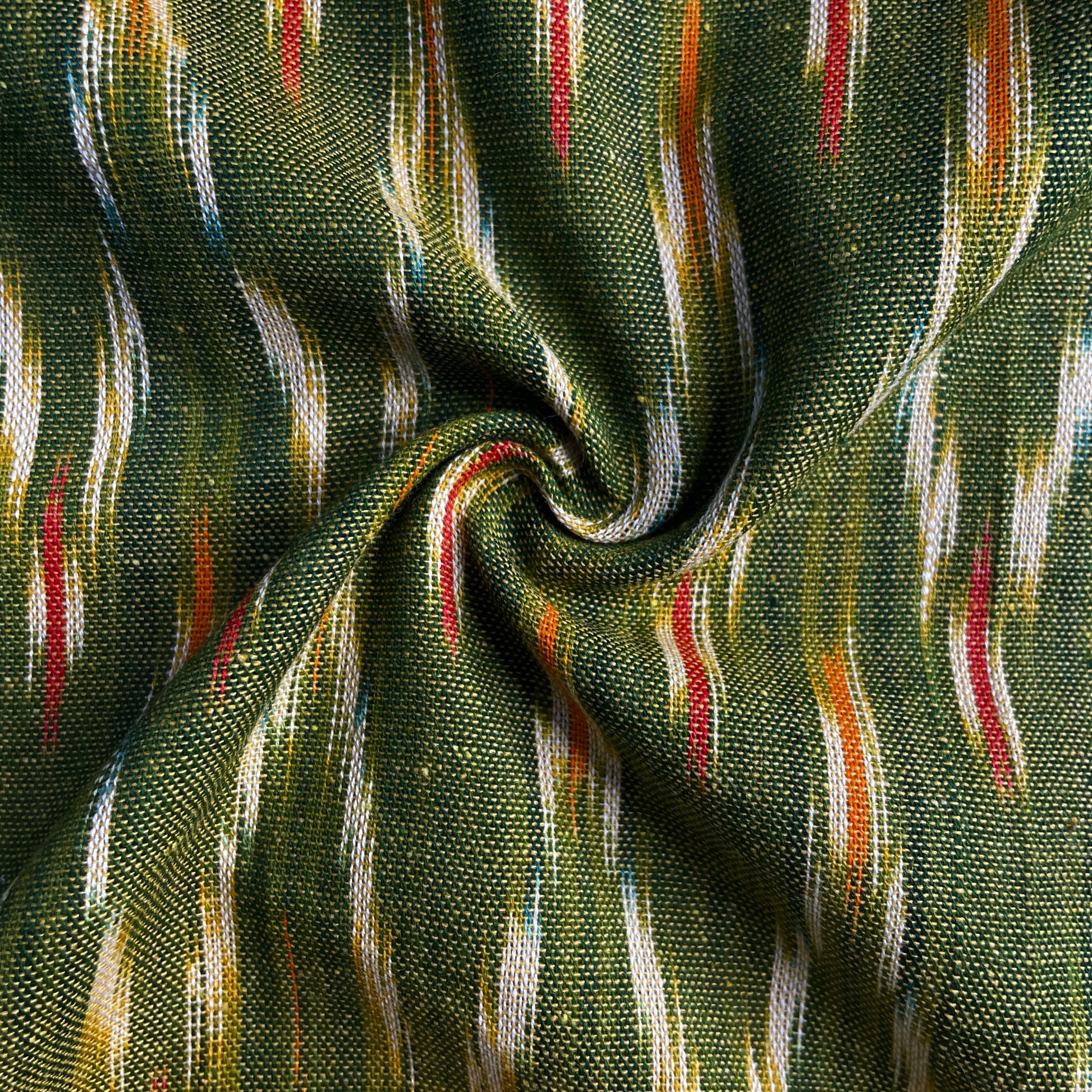 Green Ikkat Print Cotton Fabric 18115
