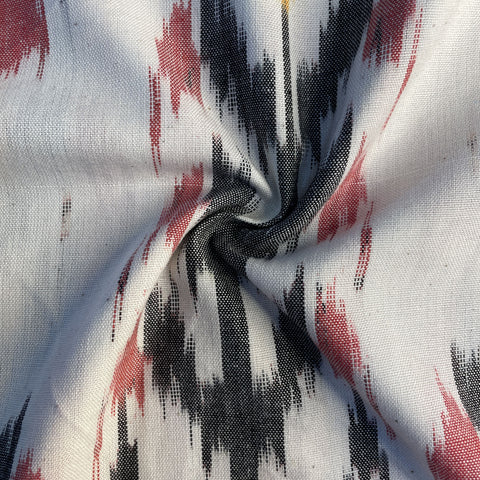 White Ikkat Print Cotton Fabric 18119
