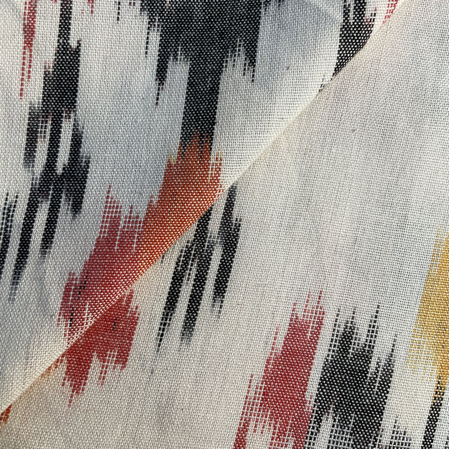 White Ikkat Print Cotton Fabric 18119