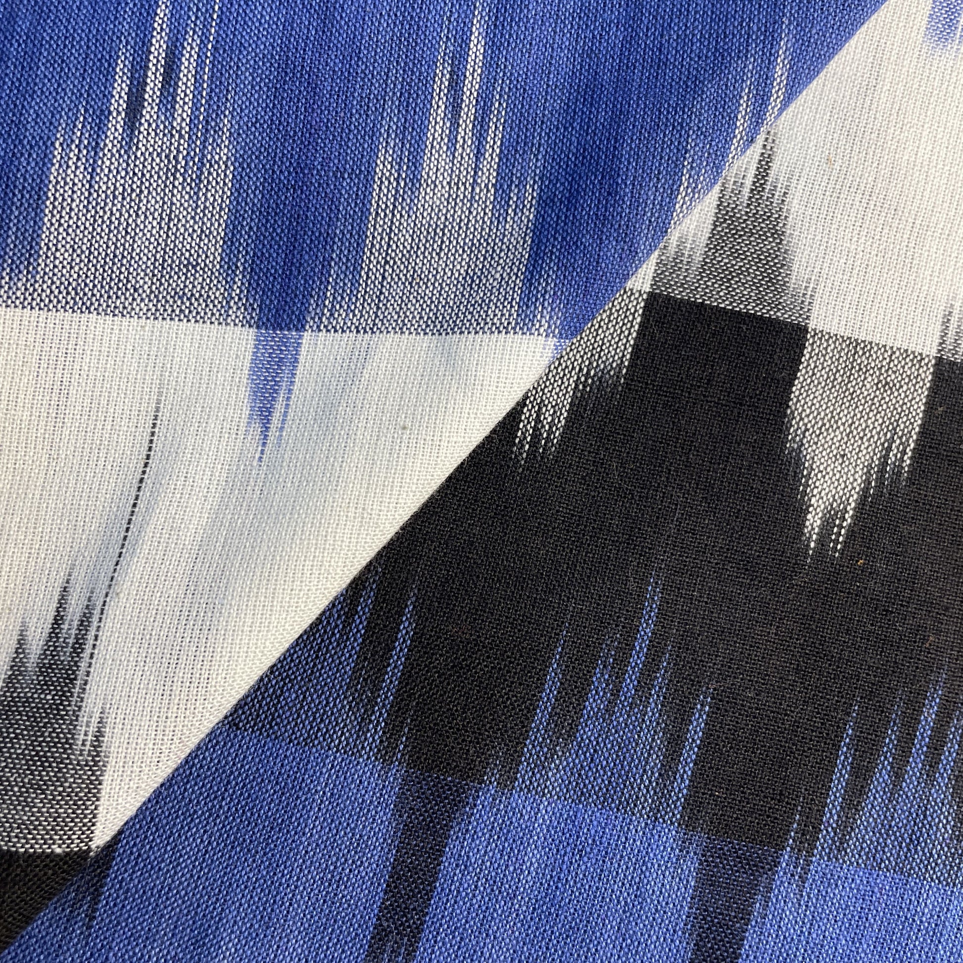Blue and Black Ikkat Print Cotton Fabric 18122