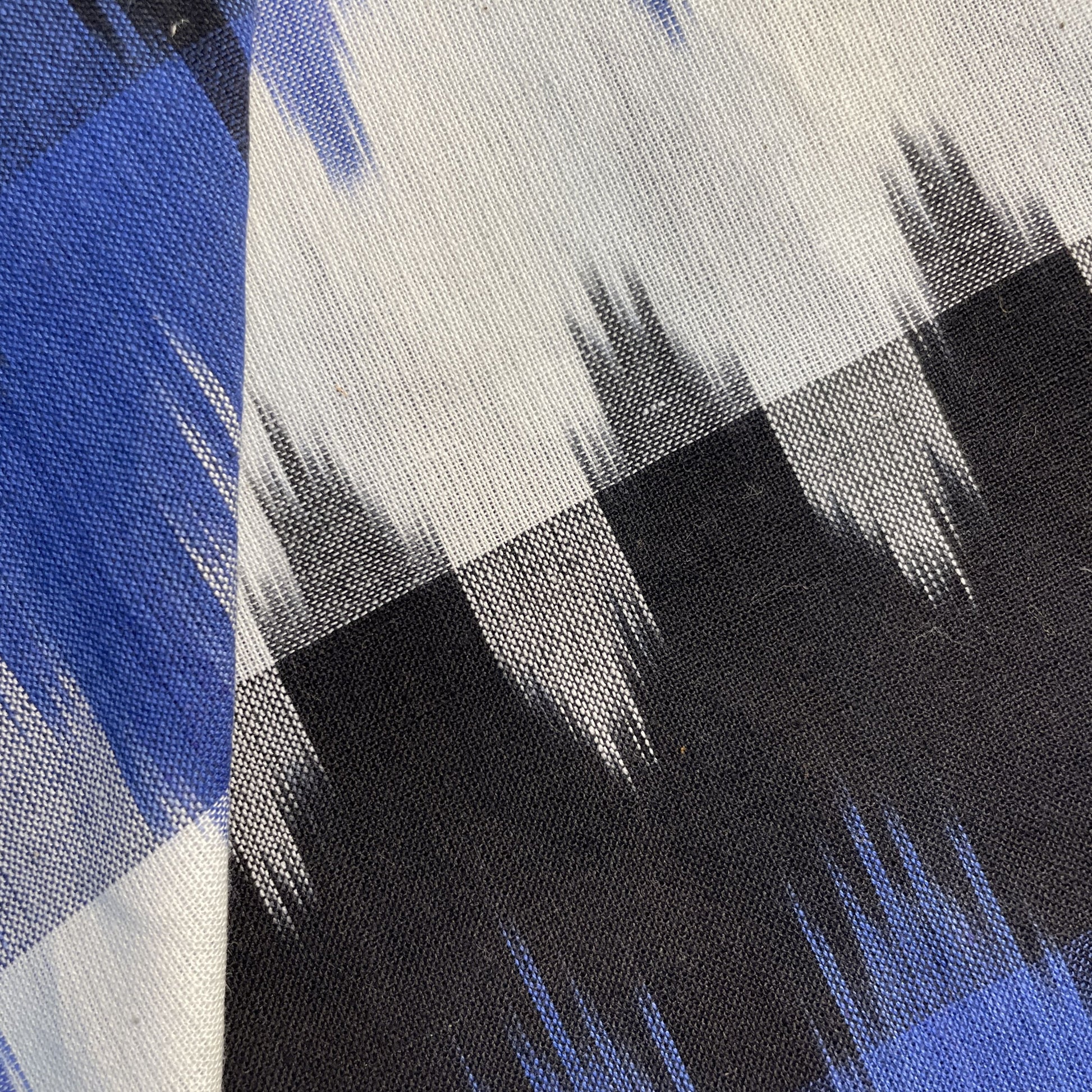 Blue and Black Ikkat Print Cotton Fabric 18122