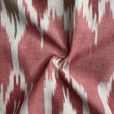 Carrot Red Ikkat Print Cotton Fabric 18123