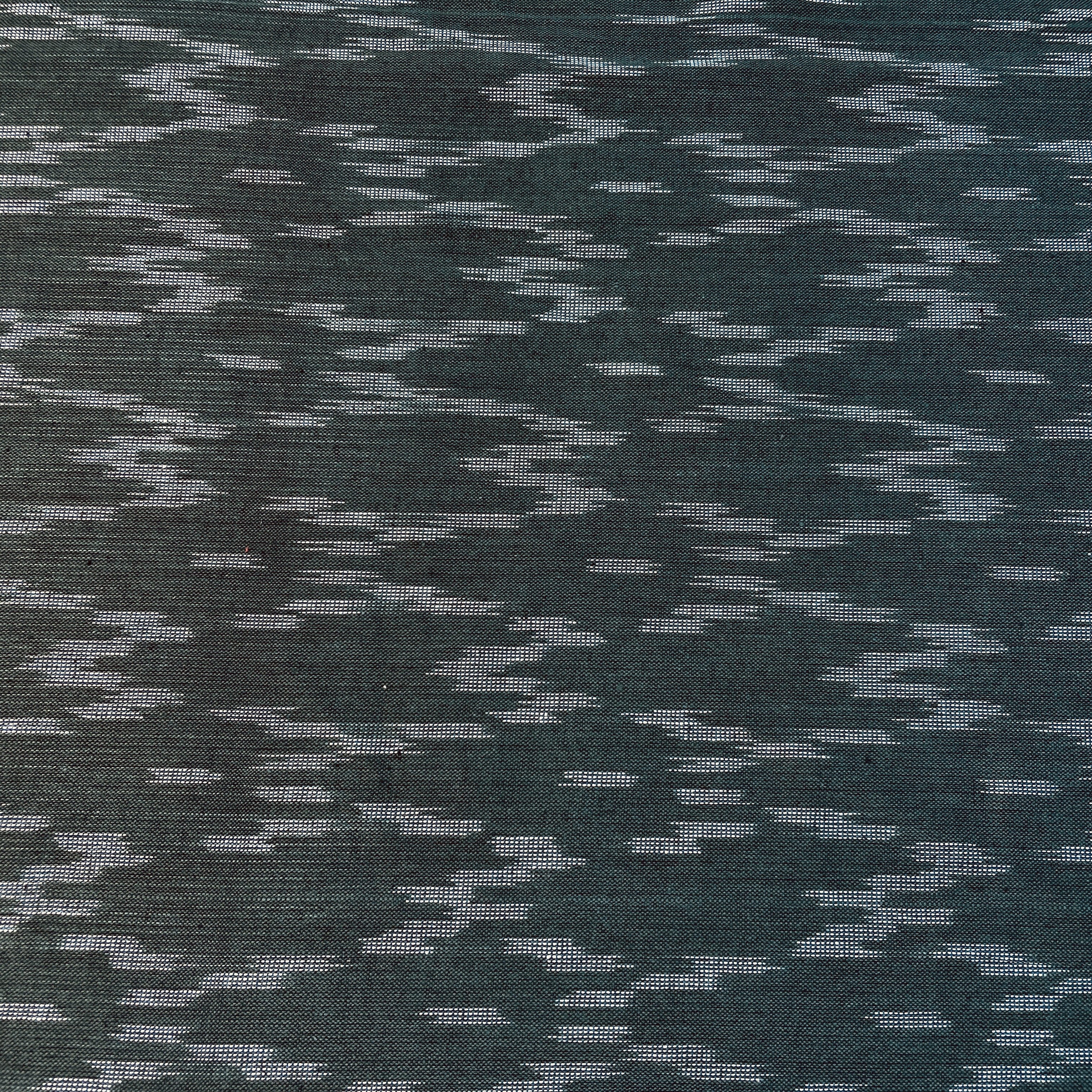 Dark Green Ikkat Print Cotton Fabric 18130