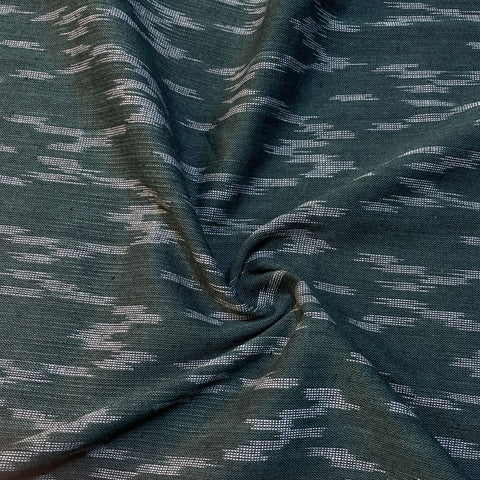 Dark Green Ikkat Print Cotton Fabric 18130
