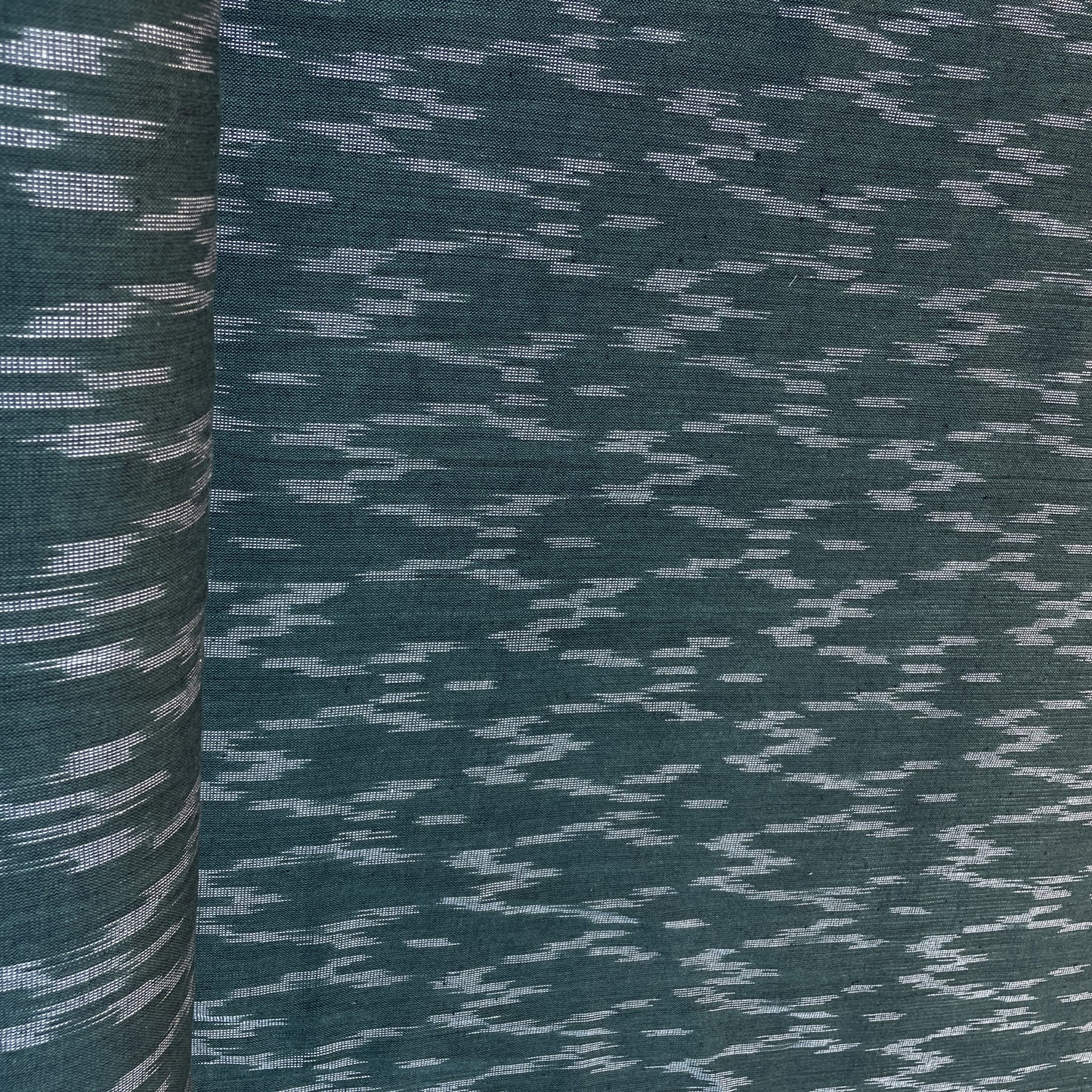 Dark Green Ikkat Print Cotton Fabric 18130