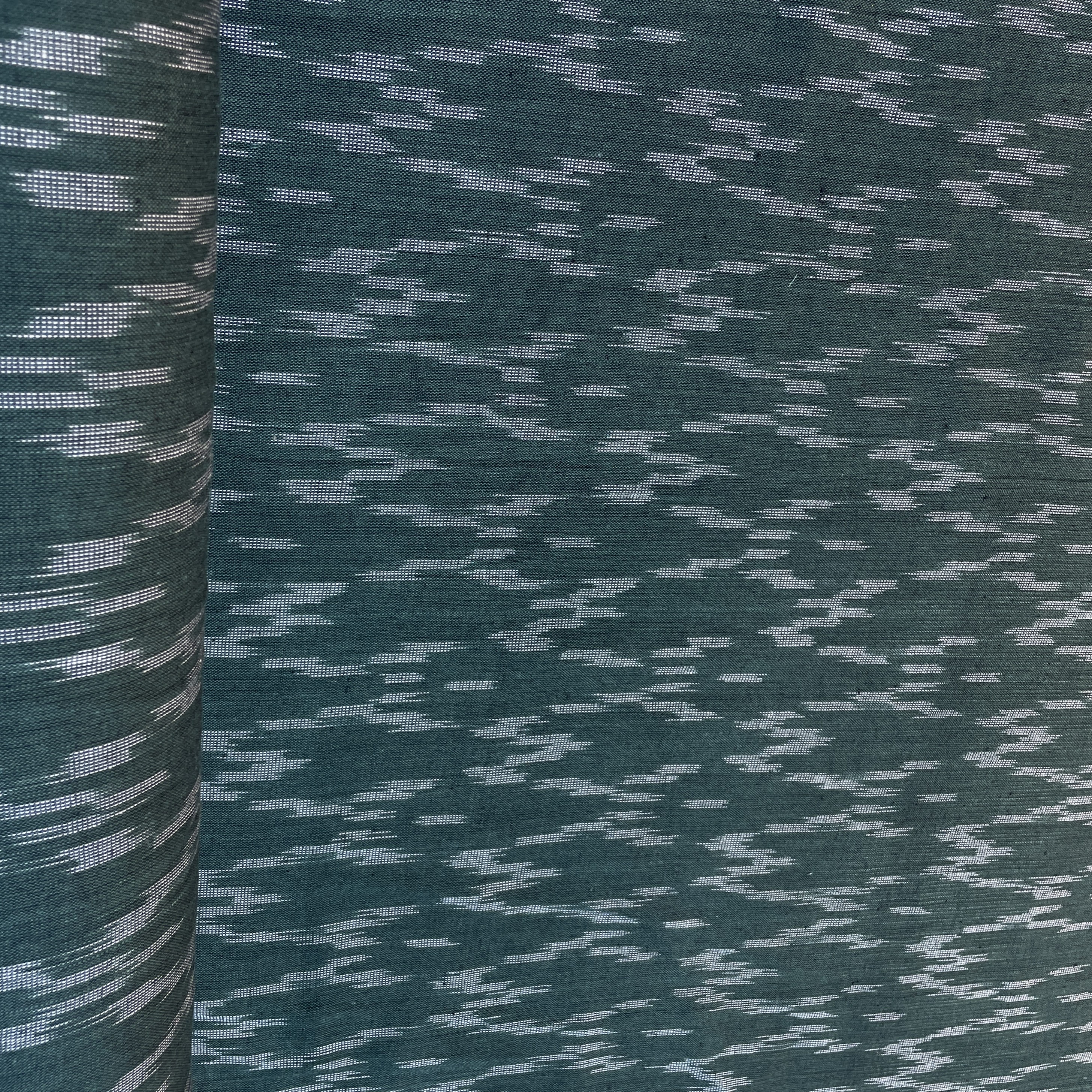 Dark Green Ikkat Print Cotton Fabric 18130