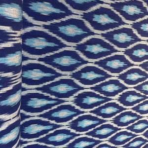 Royal Blue Ikkat Print Cotton Fabric 18131 - TradeUNO