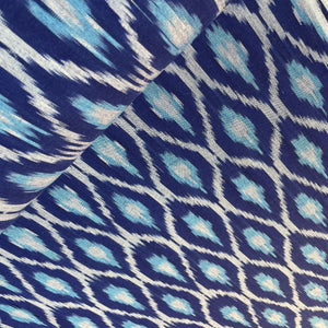 Royal Blue Ikkat Print Cotton Fabric 18131 - TradeUNO