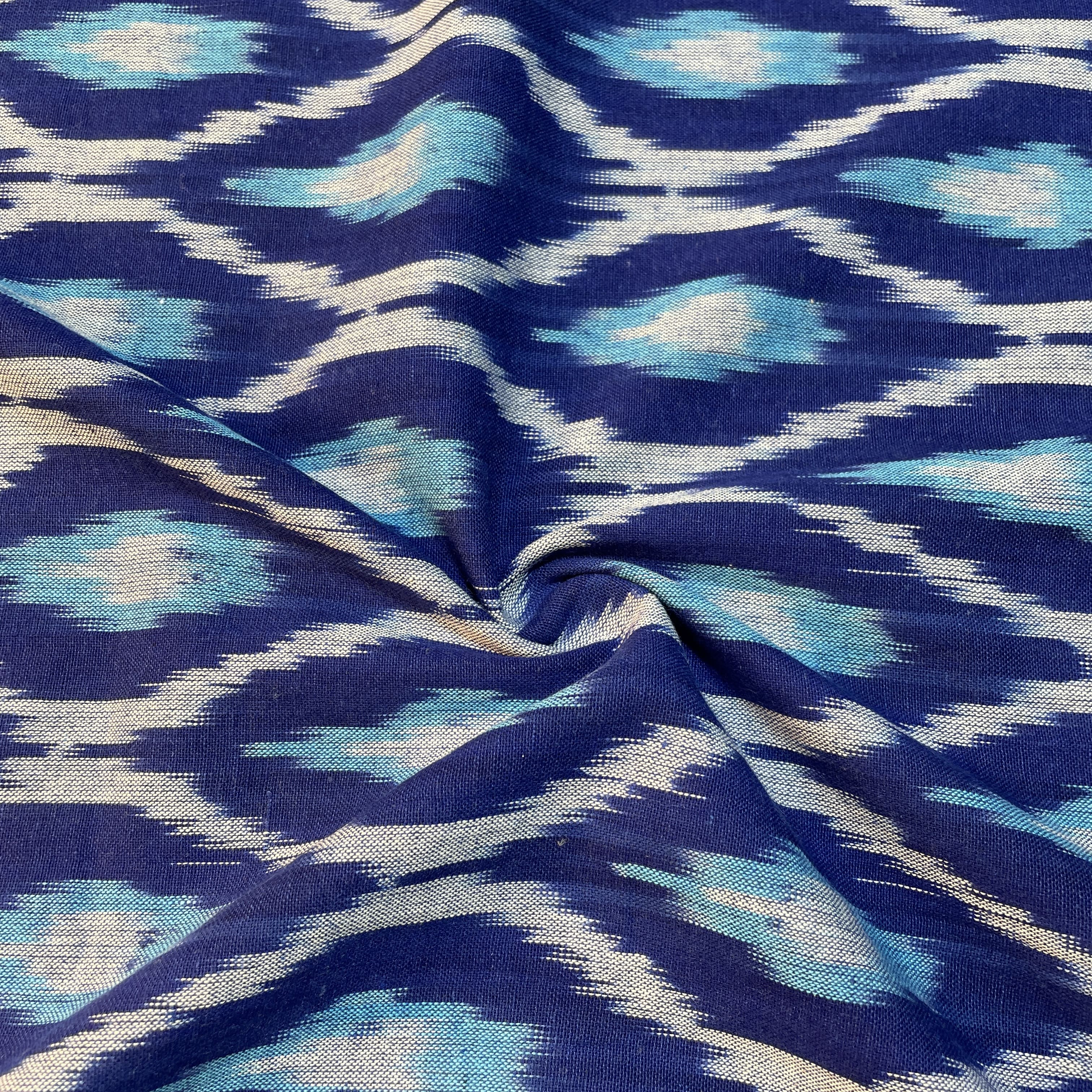 Royal Blue Ikkat Print Cotton Fabric 18131 - TradeUNO
