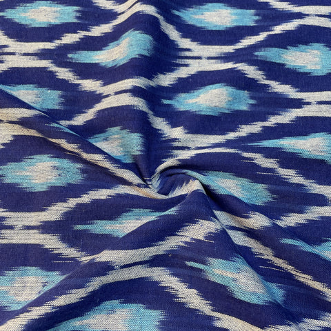 Royal Blue Ikkat Print Cotton Fabric 18131