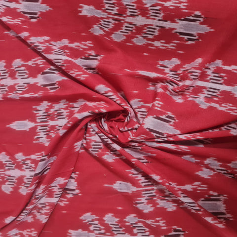 Red Ikkat Print Cotton Fabric 18132