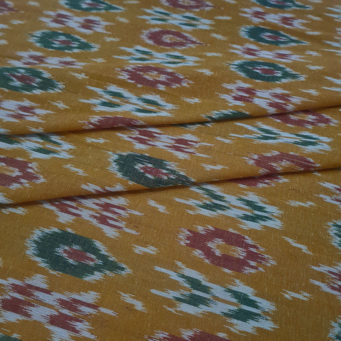 Mustard Ikkat Print Cotton Fabric 18133