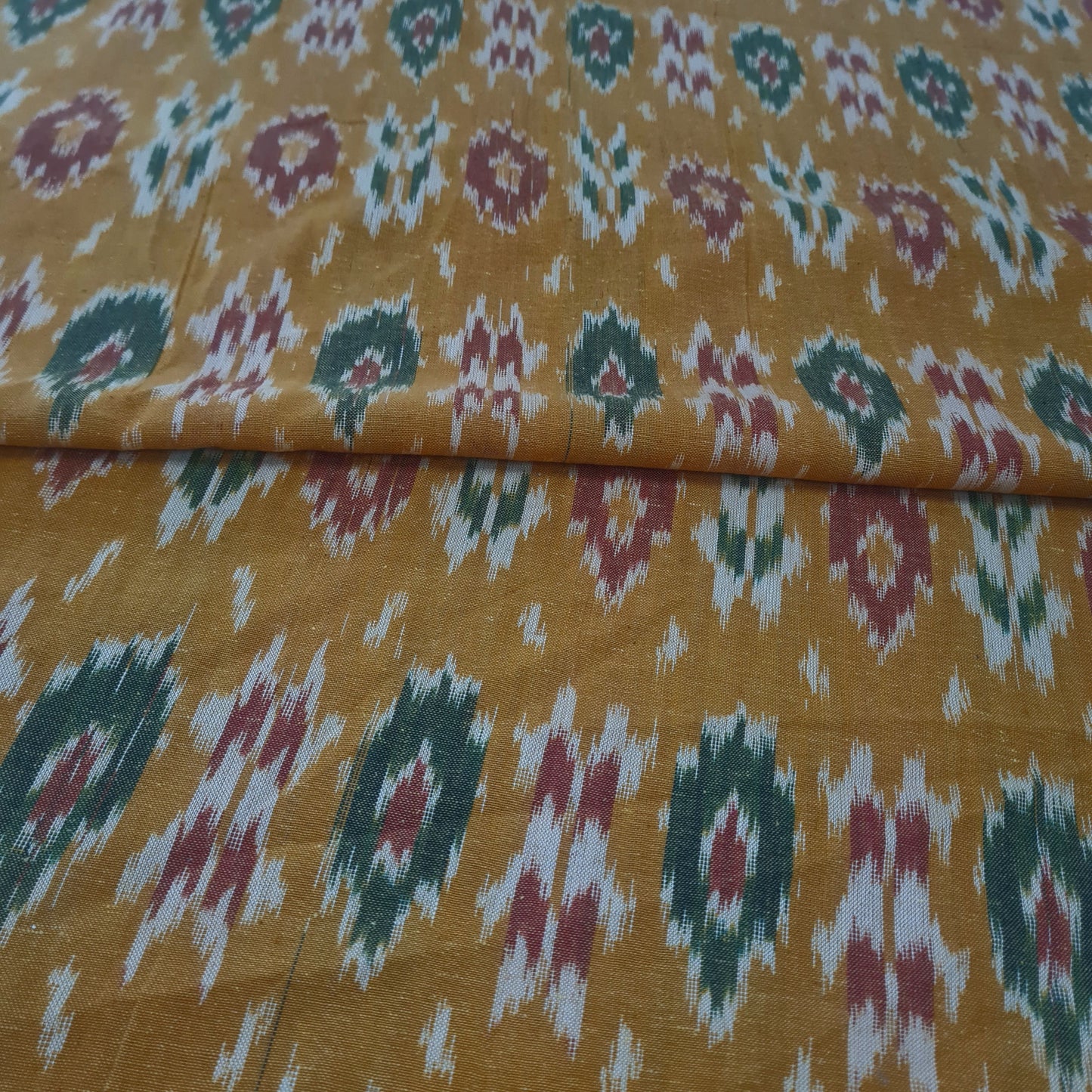 Mustard Ikkat Print Cotton Fabric 18133