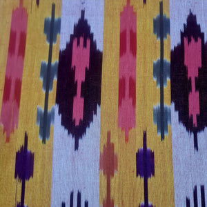 Yellow & Multicolor Ikkat Print Cotton Fabric 18134