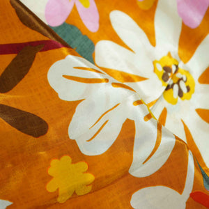 Orange Floral Print Crepe Fabric 1451 18136