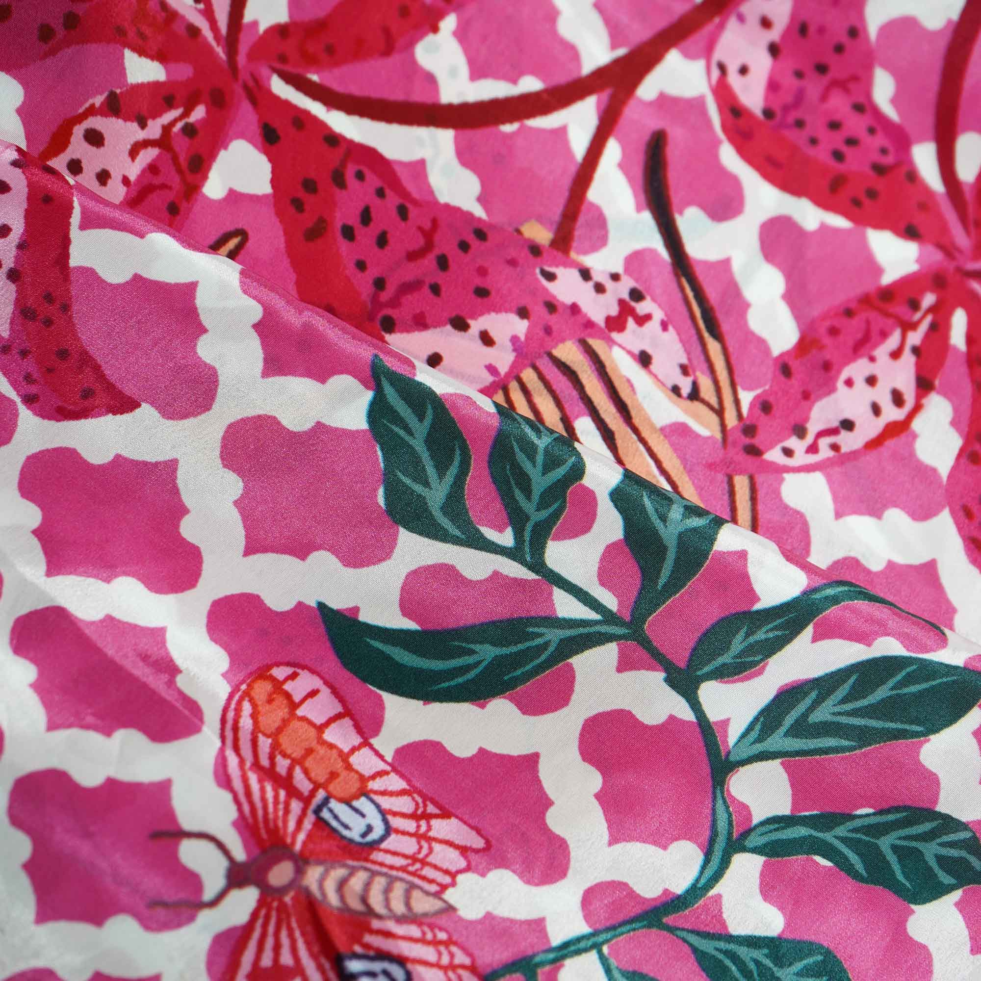 Pink Floral Print Crepe Fabric 1451 18138