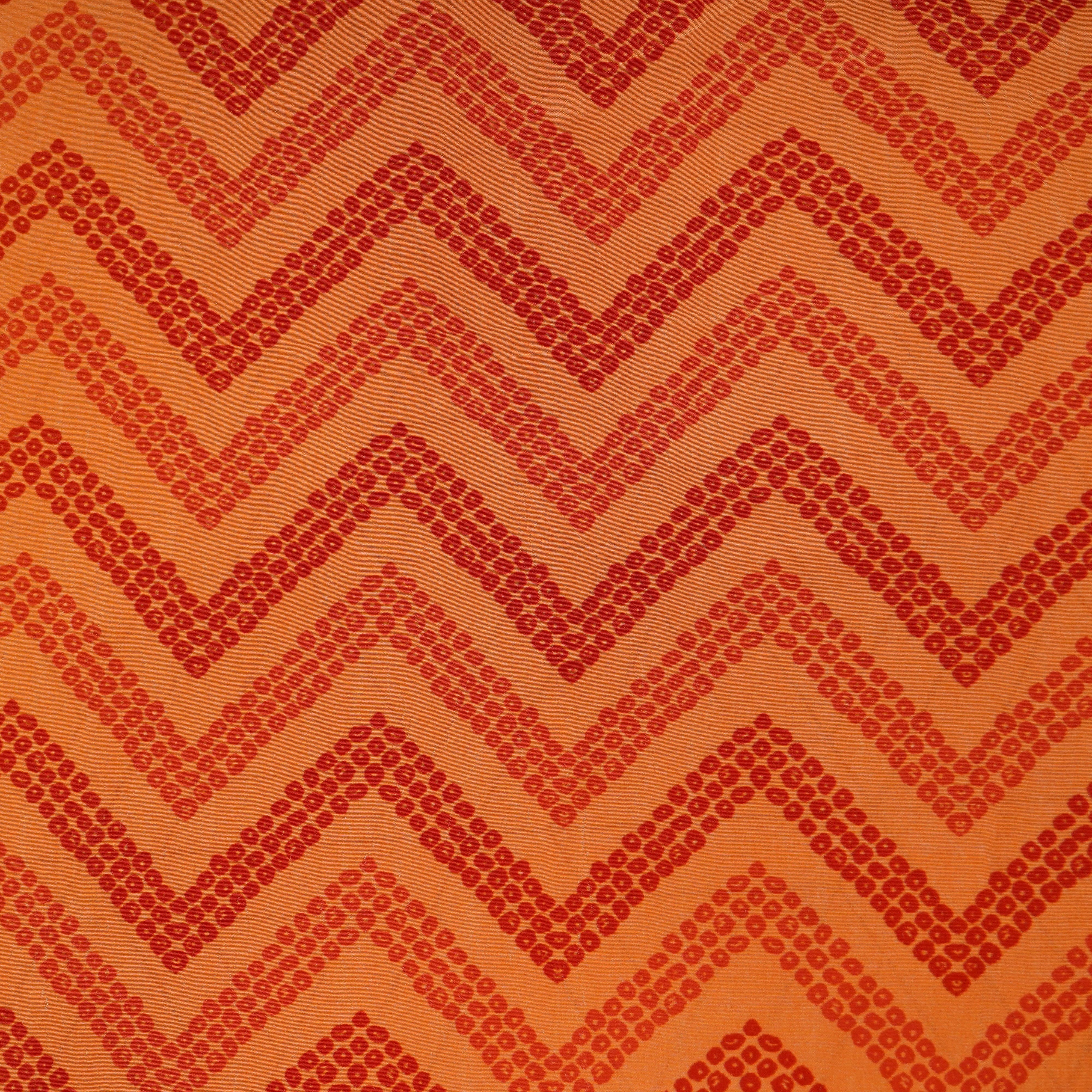 Orange Shevron Bandhani Print Crepe Fabric 18139
