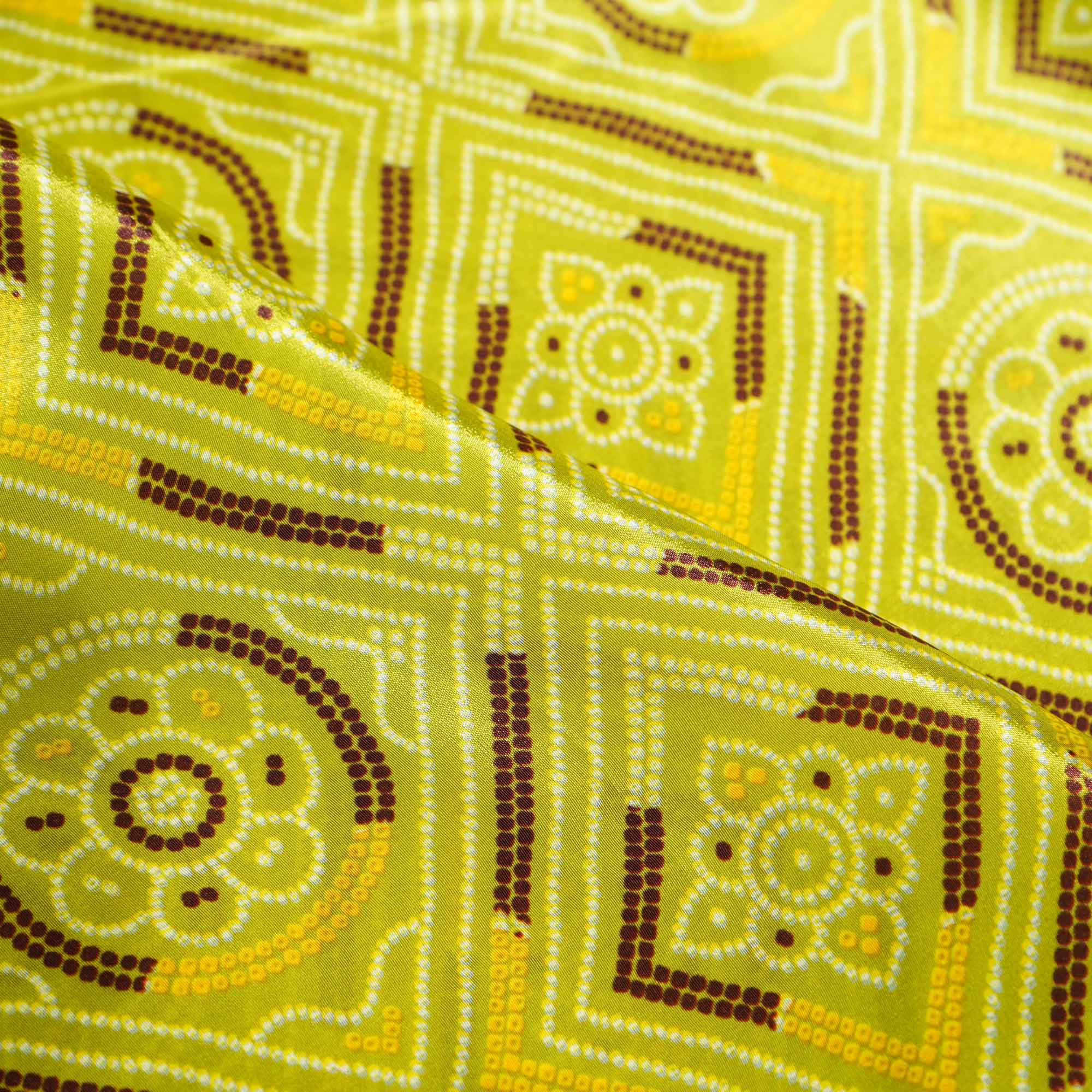 Green Bandhani Print Crepe Fabric 1451 18144