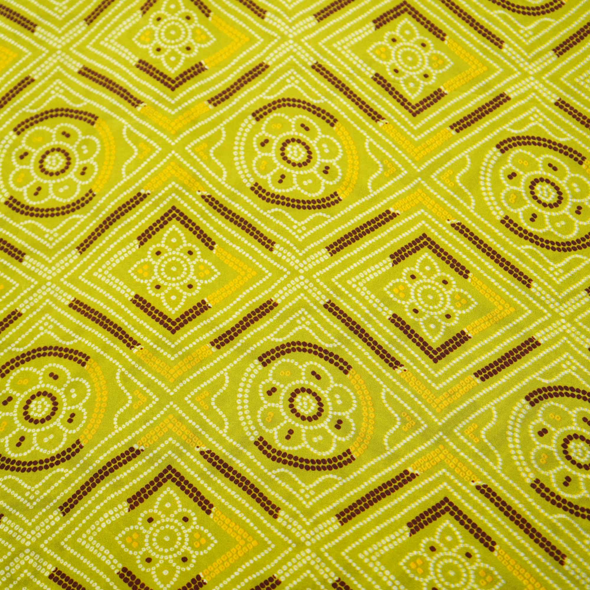 Green Bandhani Print Crepe Fabric 1451 18144