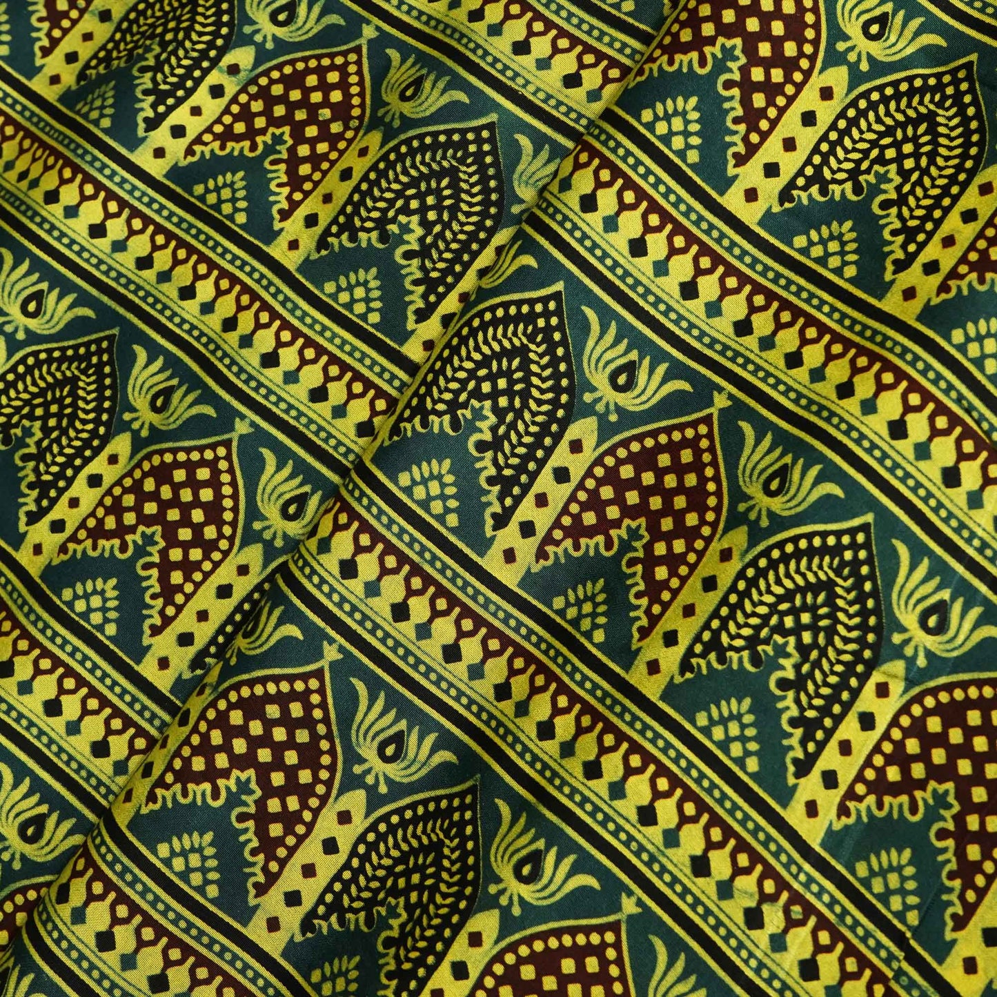 Green Ajrakh Print Modal Satin Fabric 0070 18172
